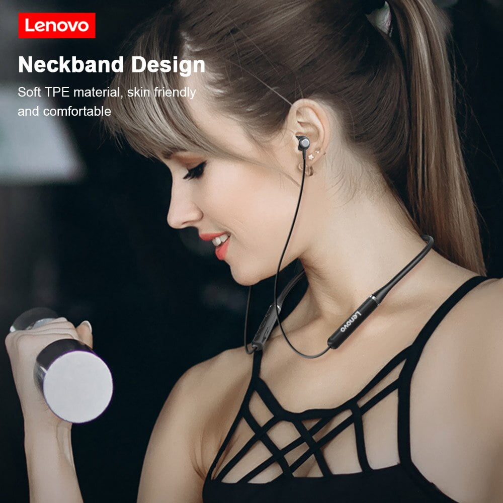 Lenovo HE05X neckband headphones with a skin-friendly and comfortable design