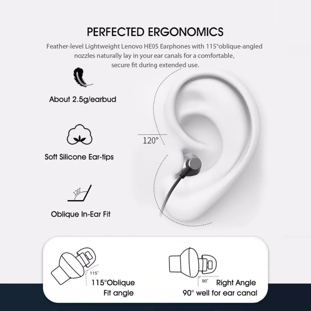 Lightweight lenovo he05x earphones 