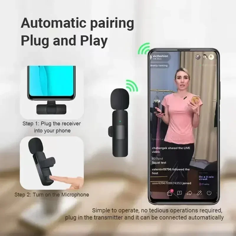 K9 Wireless Microphone Dual Mic 3 In 1 for Vloggers, Streamers & Podcasters - High-Quality Audio - Image 10