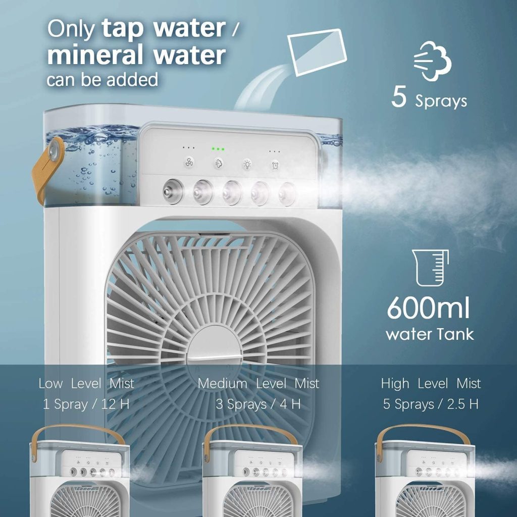 mini air cooler with 600 ml water tank