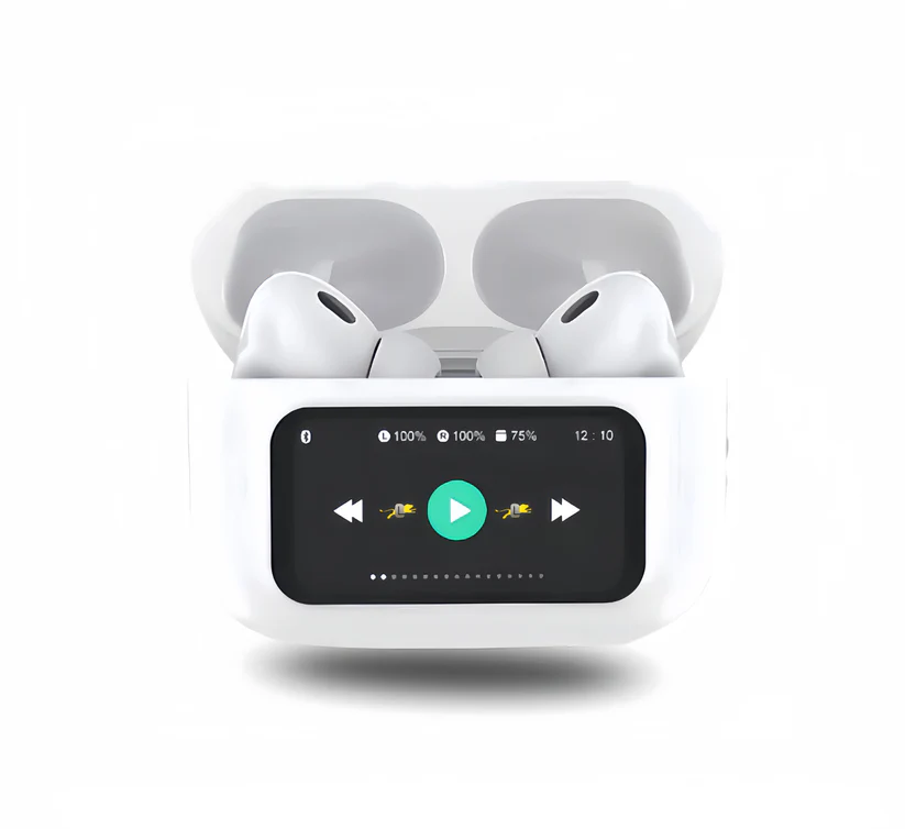 a9 pro airpods white with a touch screen display